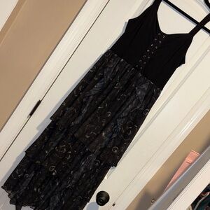 🌙 Celestial Lace Tiered Dress🍄‍🟫